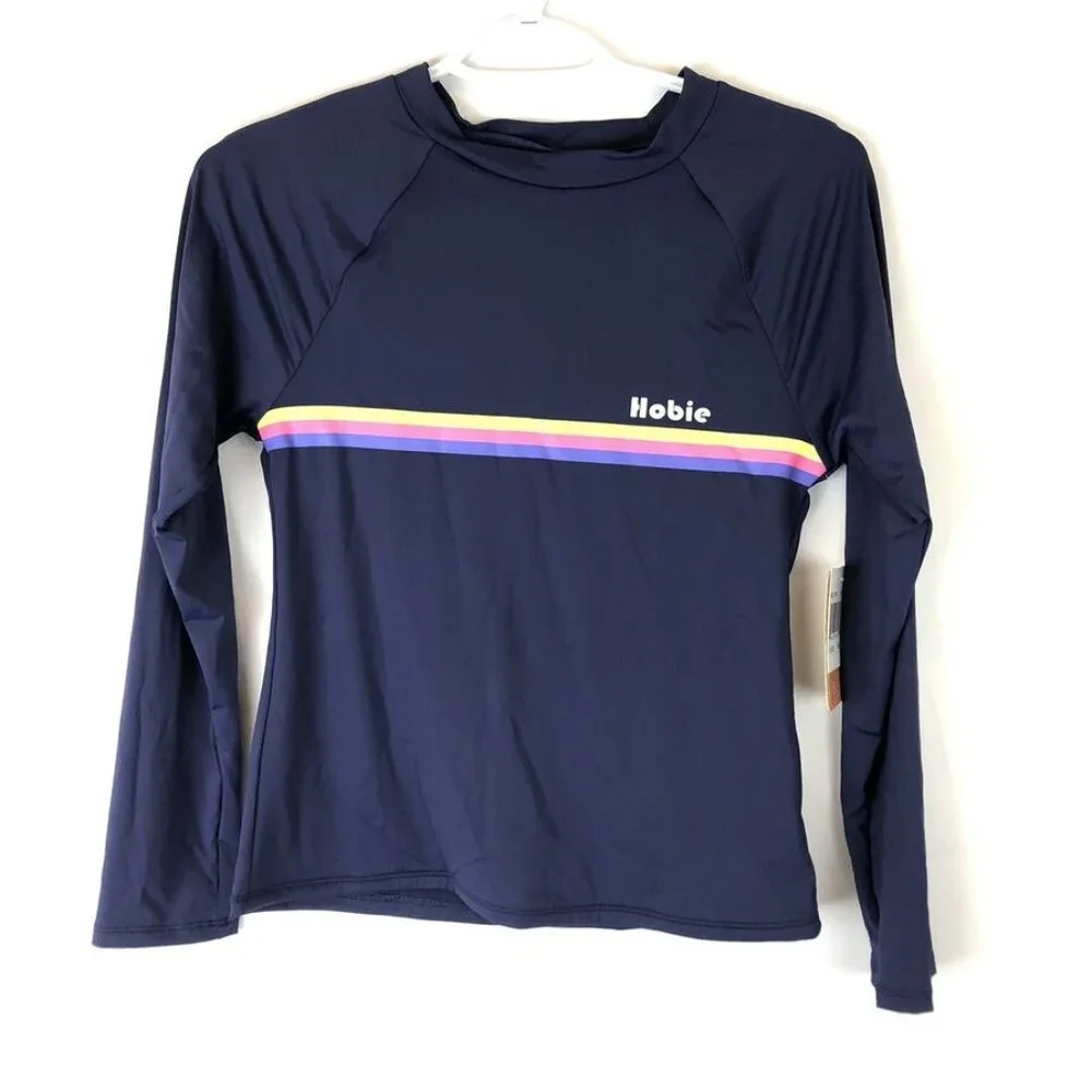 Hobie Girl’s Blue Long Sleeve Rashguard and Bikini Bottom Swimsuit Set Size 16